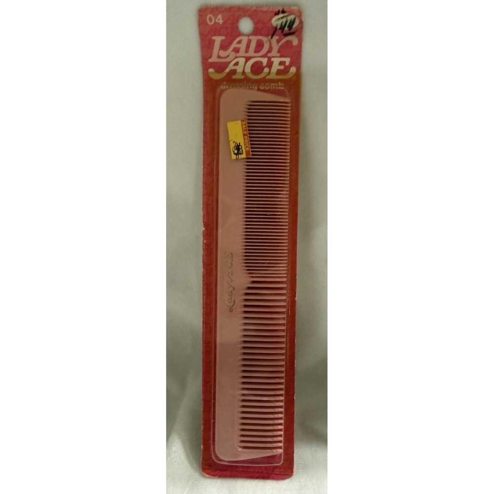 Lady Ace Comb Pink Hard Rubber Hair Vintage 04 Made in USA RARE Dressing Comb